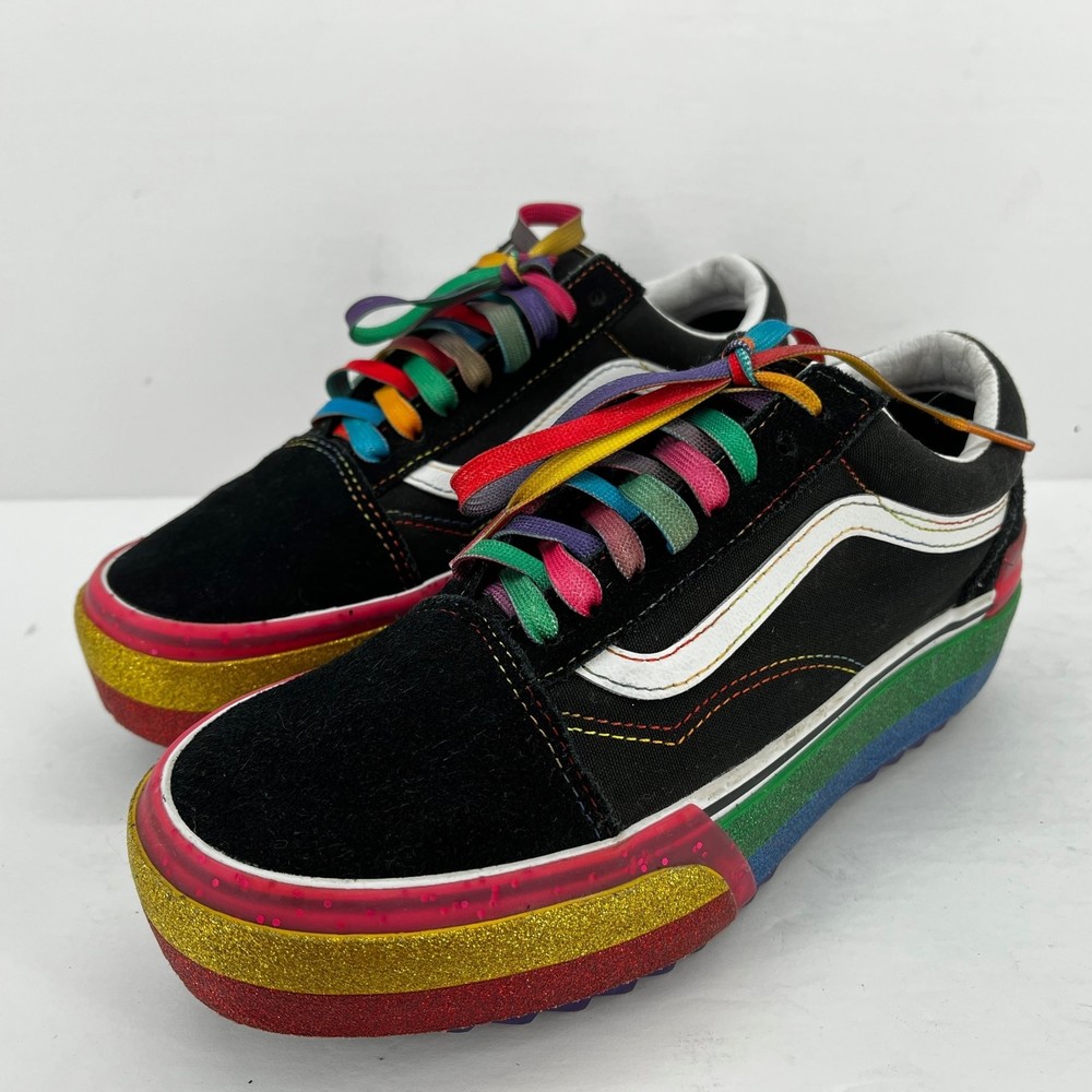 Vans Old Skool Multicolored Glitter Platform Sneakers Size 8 NWOT